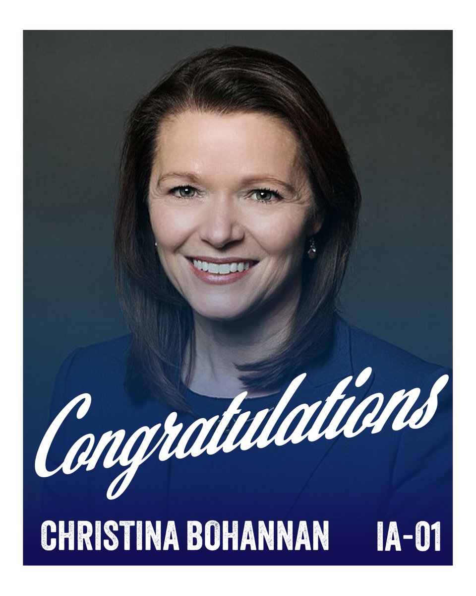 hakeemjeffries's tweet photo. In 2024, IA-01 was one of the closest House races in the nation.

Christina @BohannanIowa is back and poised to defeat Mariannette Miller-Meeks, a reckless rubber stamp for the extreme Republican agenda.

Onward to victory in November! https://t.co/FoiClNS9g1