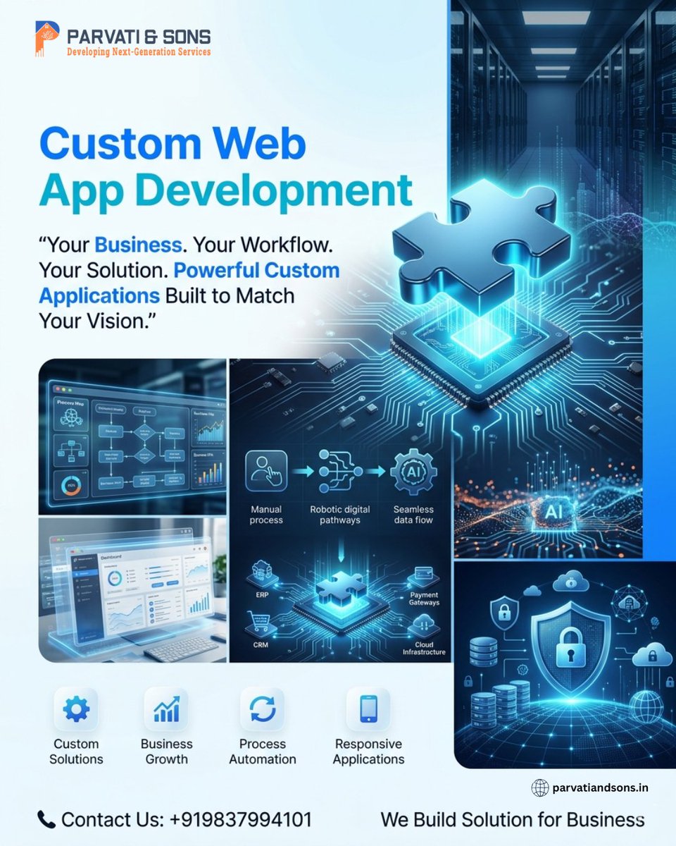 AndParvati's tweet photo. 🚀 Transform your business with custom web app development by Parvati and Sons—scalable, secure, and tailored to your success. #CustomWebAppDevelopment #WebDevelopment #BusinessGrowth #DigitalTransformation #ParvatiAndSons https://t.co/ZGOWpaB3DH