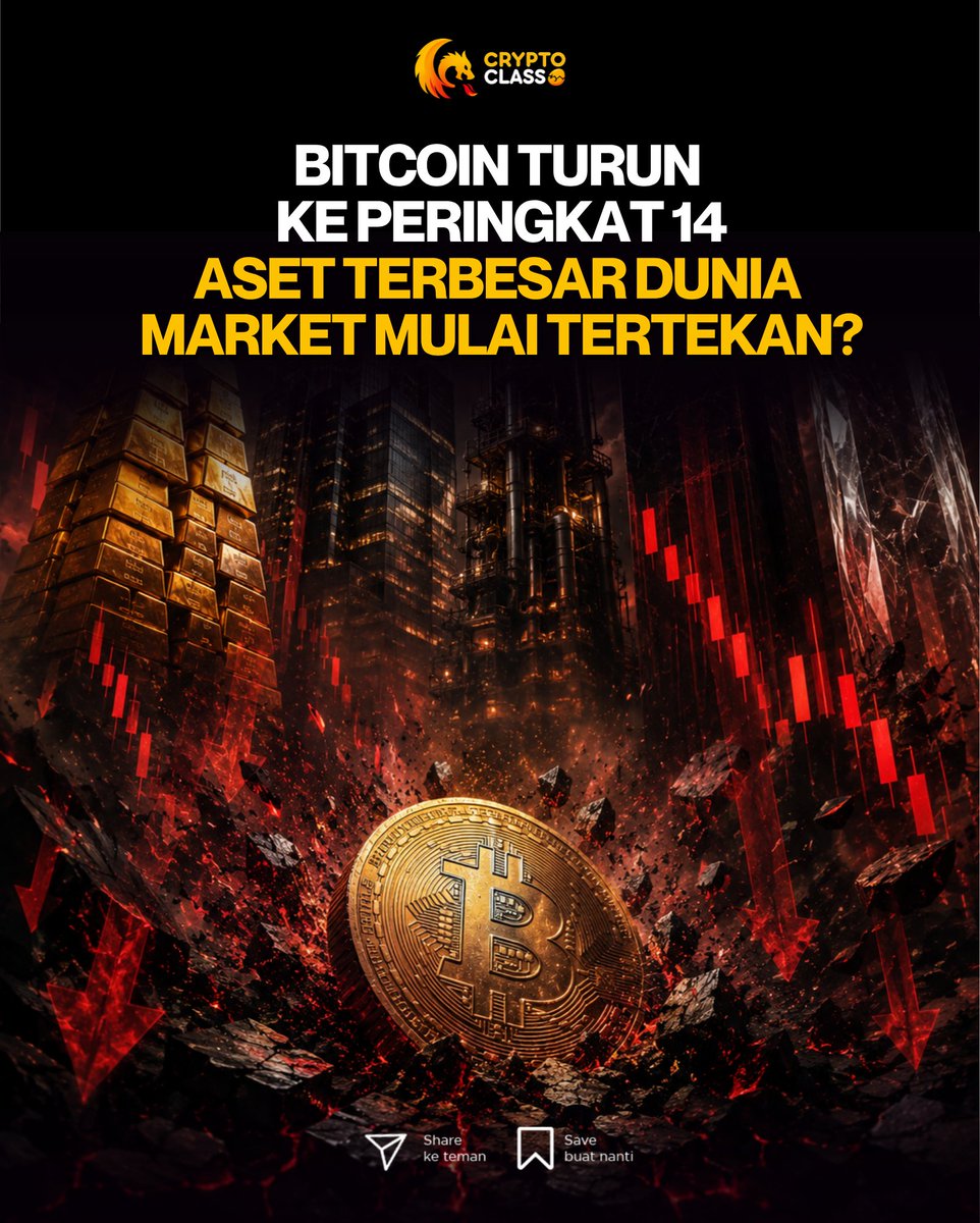 CoinKami's tweet photo. BITCOIN TURUN
KE PERINGKAT 14
ASET TERBESAR DUNIA
MARKET MULAI TERTEKAN?

#Bitcoin #BTC #CryptoNews #MarketCap #AsetDunia #CryptoIndonesia #InvestasiCrypto #TradingCrypto #MarketCrypto #CryptoClass https://t.co/wGdO5OcnFR