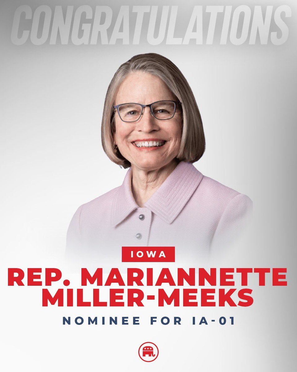 Republicans's tweet photo. Congratulations, @millermeeks! https://t.co/9MfWJNTs39