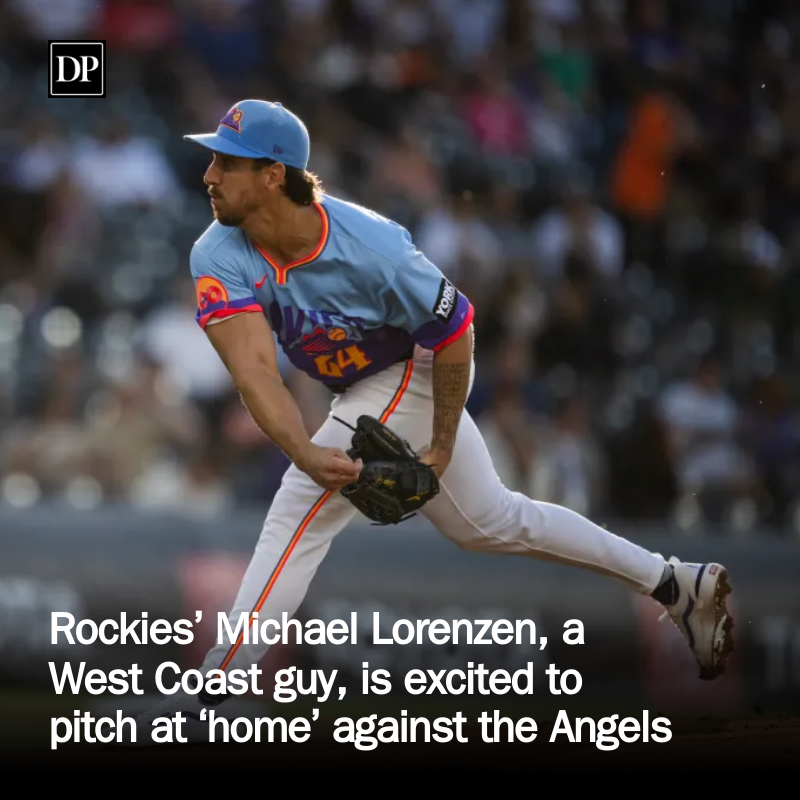 DPRockies's tweet photo. Rockies’ Michael Lorenzen, a West Coast guy, is excited to pitch at ‘home’ against the Angels https://t.co/ZyPcSzFnSI https://t.co/RaTu373S2e