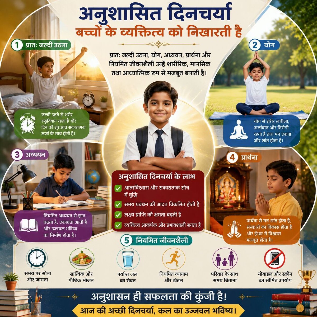 YssSpeaks's tweet photo. 🌱The strength of a nation lies in the values of its children. Naitik Moolya (moral values) are the foundation of discipline, compassion, and integrity.

At #BalSanskarKendra, children are guided to imbibe these values through practical training, cultural awareness, and spiritual consciousness.

🔹 Samagra Vikas: True development is holistic - balancing intellect, character, health, and spirituality. These centers ensure children grow into responsible citizens with strong ethical roots.

🔹 Cultural Connection: By linking young minds to Indian traditions, they safeguard society’s moral fabric.

🔹 Spiritual Awakening: Inspired by Pujya Bapuji, the centers cultivate inner strength, self‑control, and service‑oriented living.