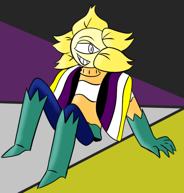 SimplyAwful_'s tweet photo. haven't drawn in a while cause i've been tired. But i wanted to get something out for pride month. So happy pride month from the non-binary flower!

#Oc #Art #Pridemonth https://t.co/PoNHfmK6aH
