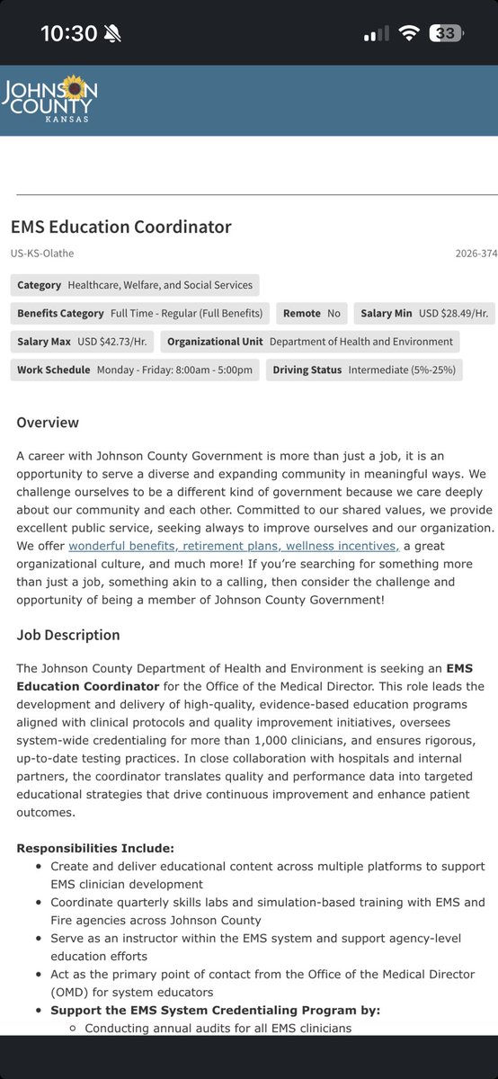 ktcollopy's tweet photo. Is it reasonable to expect an #EMS educator to accept a salary starting at less than $69k/yr? https://t.co/ylbaVFp1Ao
