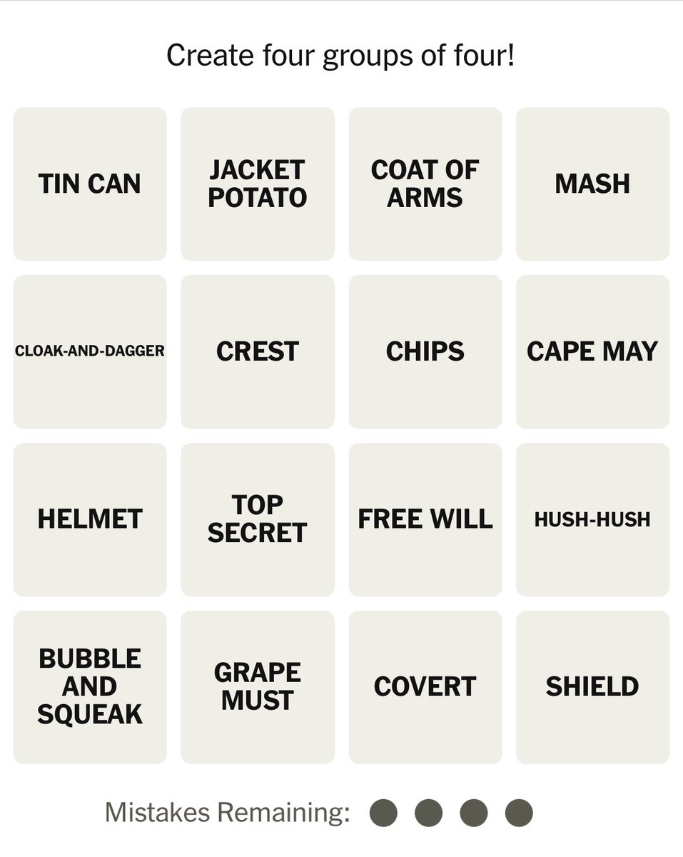 for_geon's tweet photo. today’s Connections is extra hard because you could tell me that any combination of four of these words fit the category “Names of Red Hot Chili Peppers Albums” and I would believe you https://t.co/csaLMjpLja