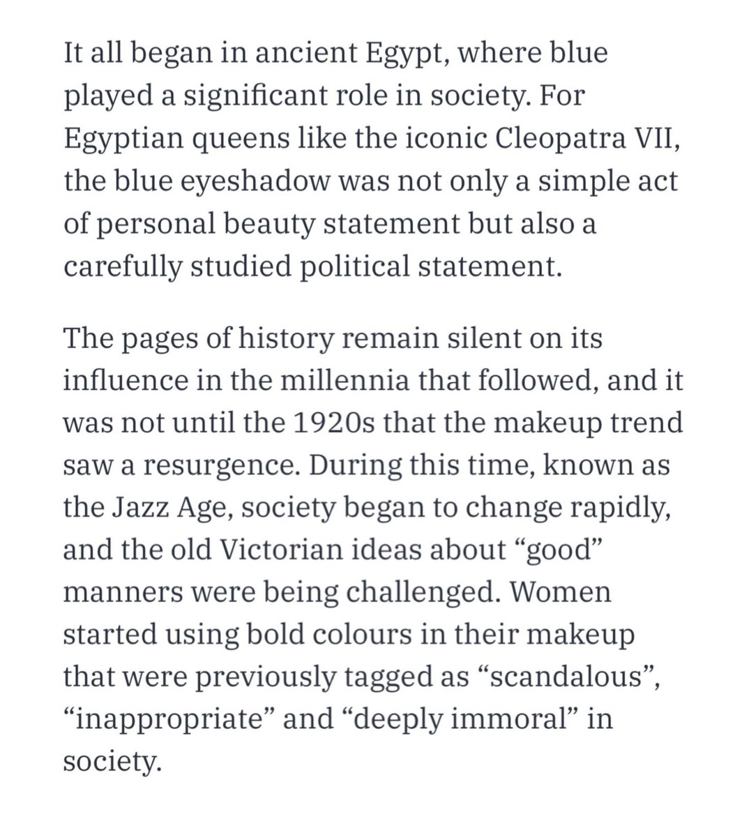 floretide's tweet photo. Always so fascinated with blue eyeshadow for its rich history, from symbolizing divinity in ancient Egypt to a sign of rebellion against the rigid beauty standards. Hollywood even tried “vilifying” the color by making female villains use blue eyeshadow (eg. Zinnia from Matilda). https://t.co/xVc8CfASpH