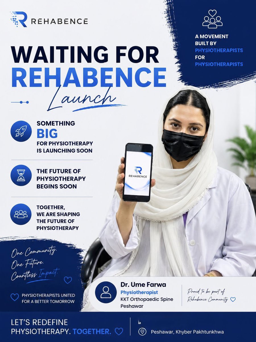 Rehabence's tweet photo. Something exciting is on the horizon for the physiotherapy community.

I am thrilled to see the upcoming launch of Rehabence—a vision that has the potential to inspire physiotherapists, encourage collaboration, and open new doors for professional growth.
#Rehabence #ComingSoon https://t.co/tqXae5o2Ud