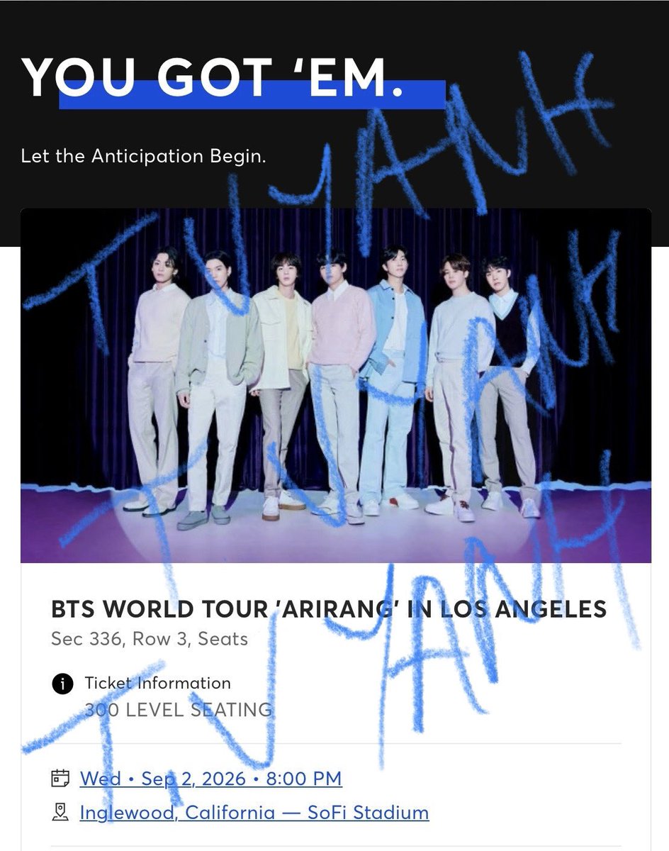 tvyanh's tweet photo. WTS BTS Los Vegas Day 2 (9/2)
- 2 tickets
- SEC 336 Row 3
- $438 ea 
- zelle venmo paypal 

DM IF INTERESTED! 

Los Angeles 

#방탄소년단 #BTS 
#BTS_WORLDTOUR_ARIRANG
#BTS_WORLDTOUR_ARIRANG_NA
#BTS_WORLDTOUR_ARIRANG_LOSANGELES https://t.co/plW4W7AZFo