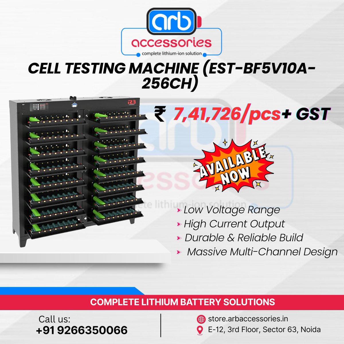 arb_ltd's tweet photo. ⚡ Advanced Cell Testing Machines for Precision Battery Analysis 🔋
📍 E-12, 3rd Floor, Sector 63, Noida
📞 +91 9266350066
🌐 https://t.co/4BZbLAJl3D
#CellTestingMachine #BatteryTesting #CellGrading #LithiumBattery #BatteryPack https://t.co/oUnfBzBCxM