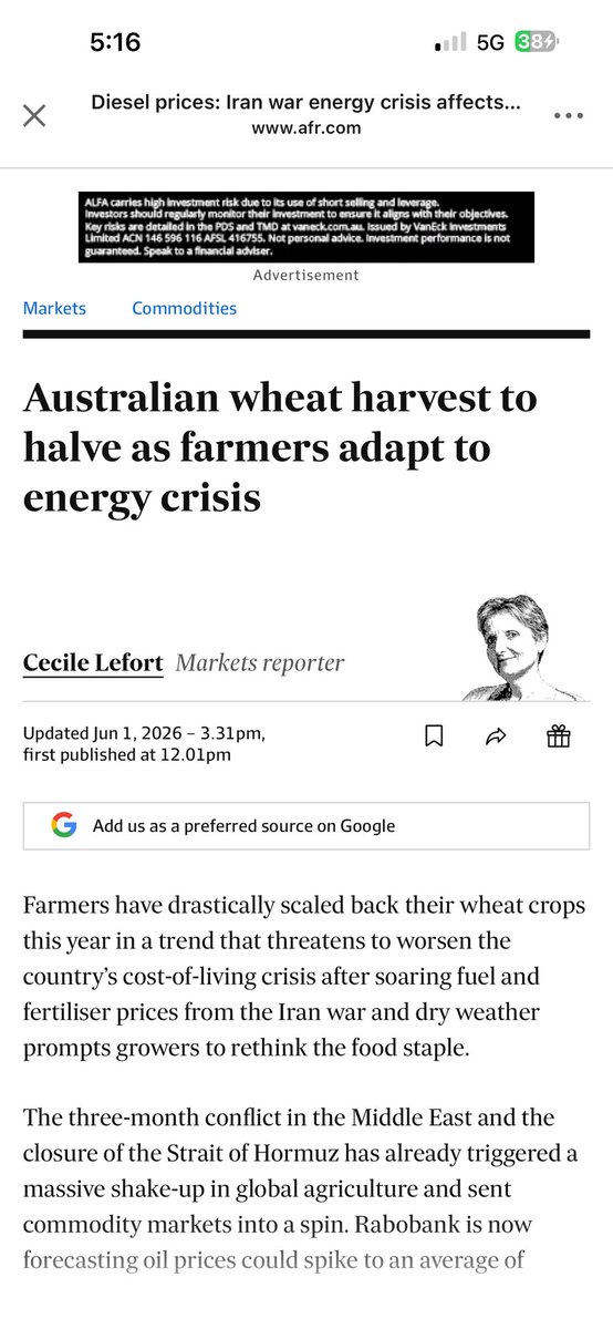 Tennkay1's tweet photo. @KYRRadio Some anecdotal info from friends here in AU, &amp; in SE Asia, and other bits of info like this might indicate there is some demand destruction happening now in earnest.
While we can't print molecules, perhaps there is enough dung to fuel the camp ovens until the spice flows again? https://t.co/jOMfvF6c6F