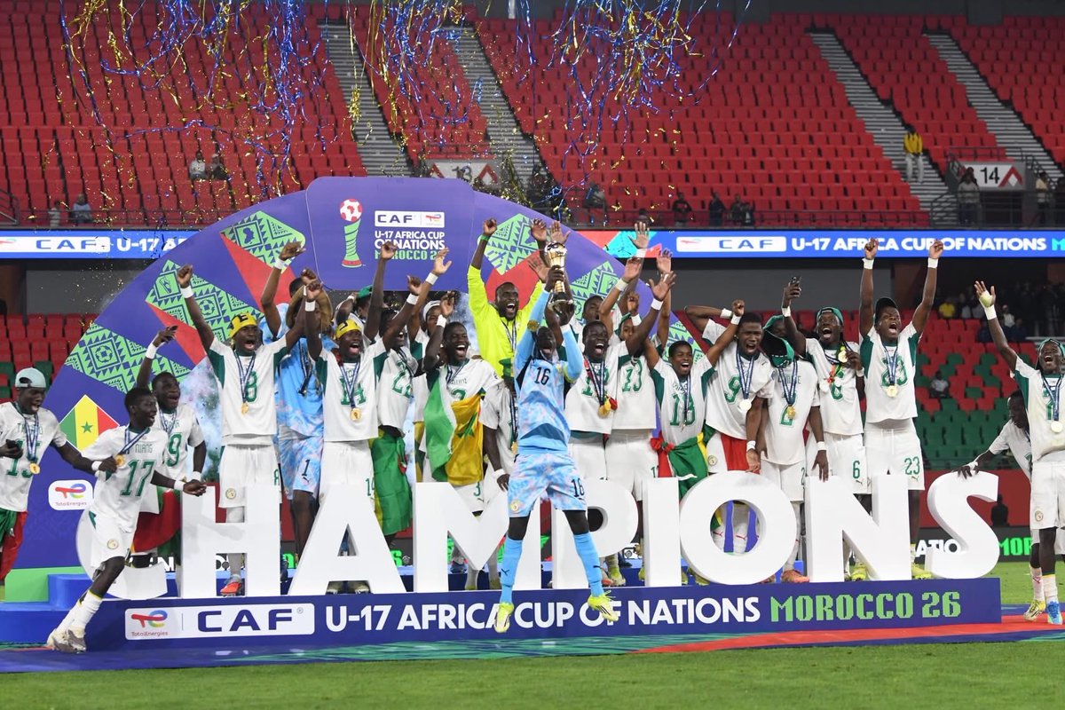 rosensarr's tweet photo. We did it again!
Congratulations to our young Lions for winning the AFCON U17
On l’a encore fait! 
Félicitations à nos jeunes Lions pour leur victoire continentale à la CANU17

Sénégal rek! https://t.co/pvv2cIqy6z
