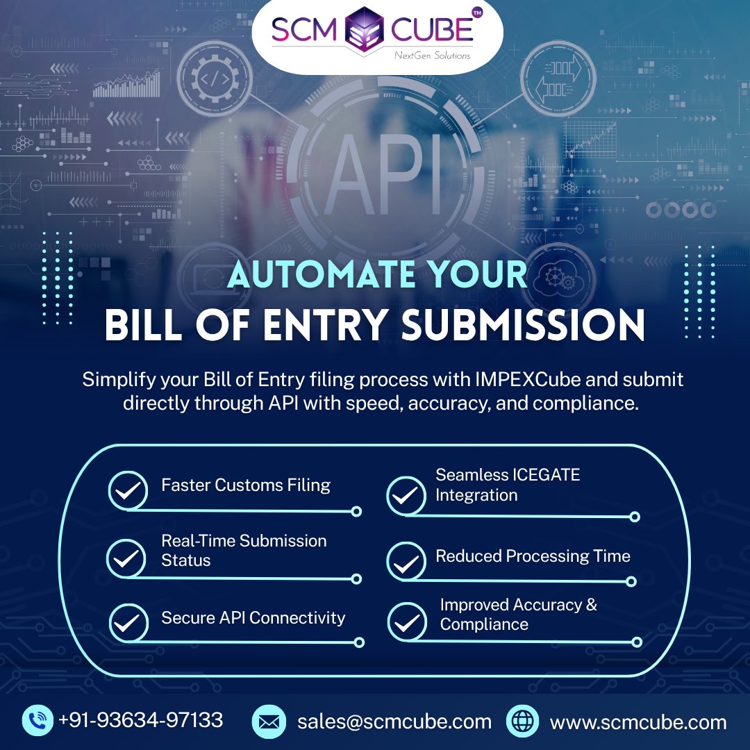 scmcube_tech's tweet photo. 🚀 Say goodbye to manual filing — automate your Bill of Entry submission with IMPEXCube! 

💡Ready to transform your customs process? 👉 Request a Free Demo: https://t.co/zKQV4sR36u
#SCMCube #BillOfEntry #CustomsAutomation #ICEGATEIntegration #FreightForwarding #NextGenSolutions https://t.co/9tqhmKiXop