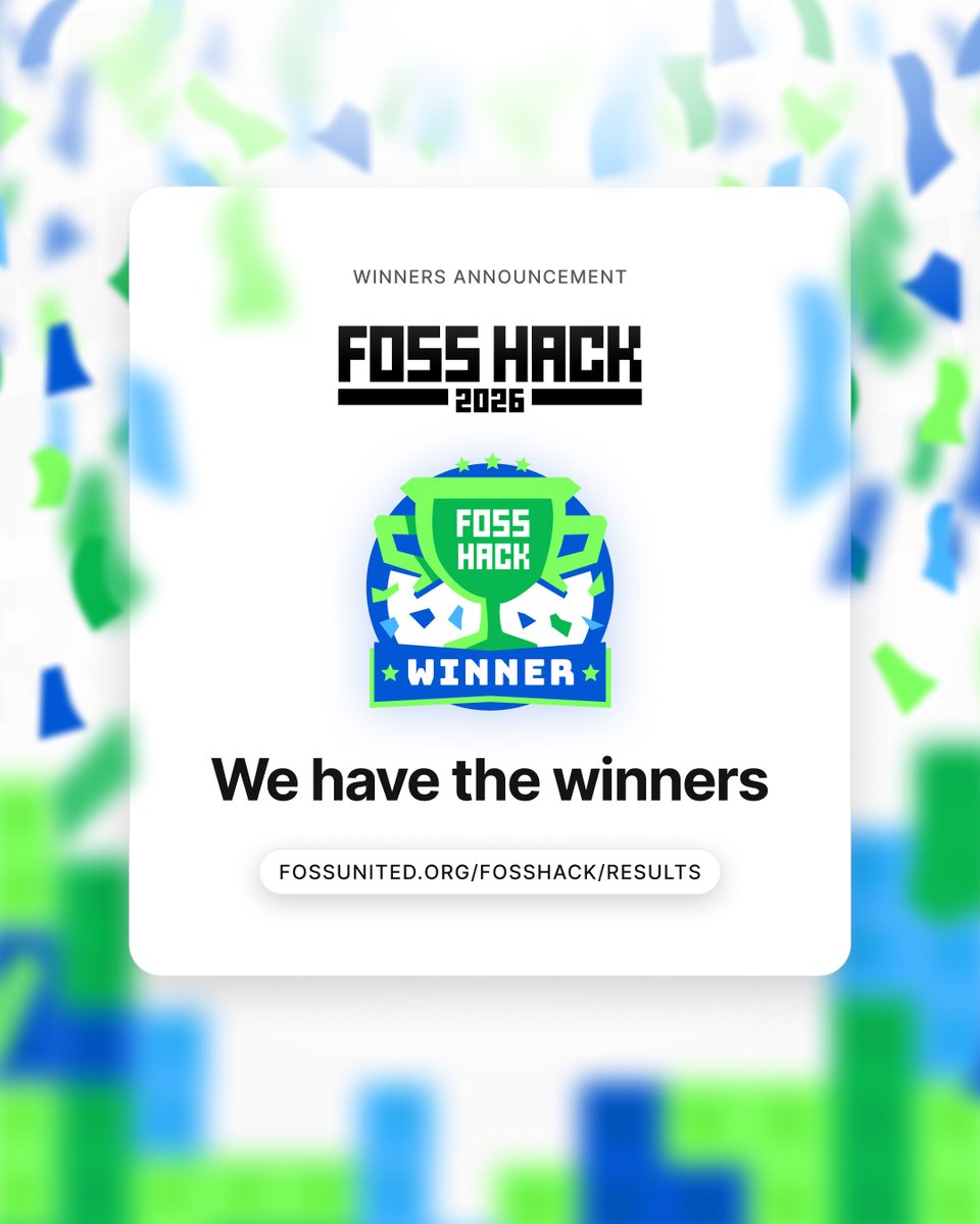 FOSSUnited's tweet photo. FOSSHack 2026 reminded us why open source feels so special.
People from completely different places came together to build, collaborate, help each other debug at impossible hours, and somehow turn chaotic ideas into real tools. 1/n https://t.co/18bcbV63Cx