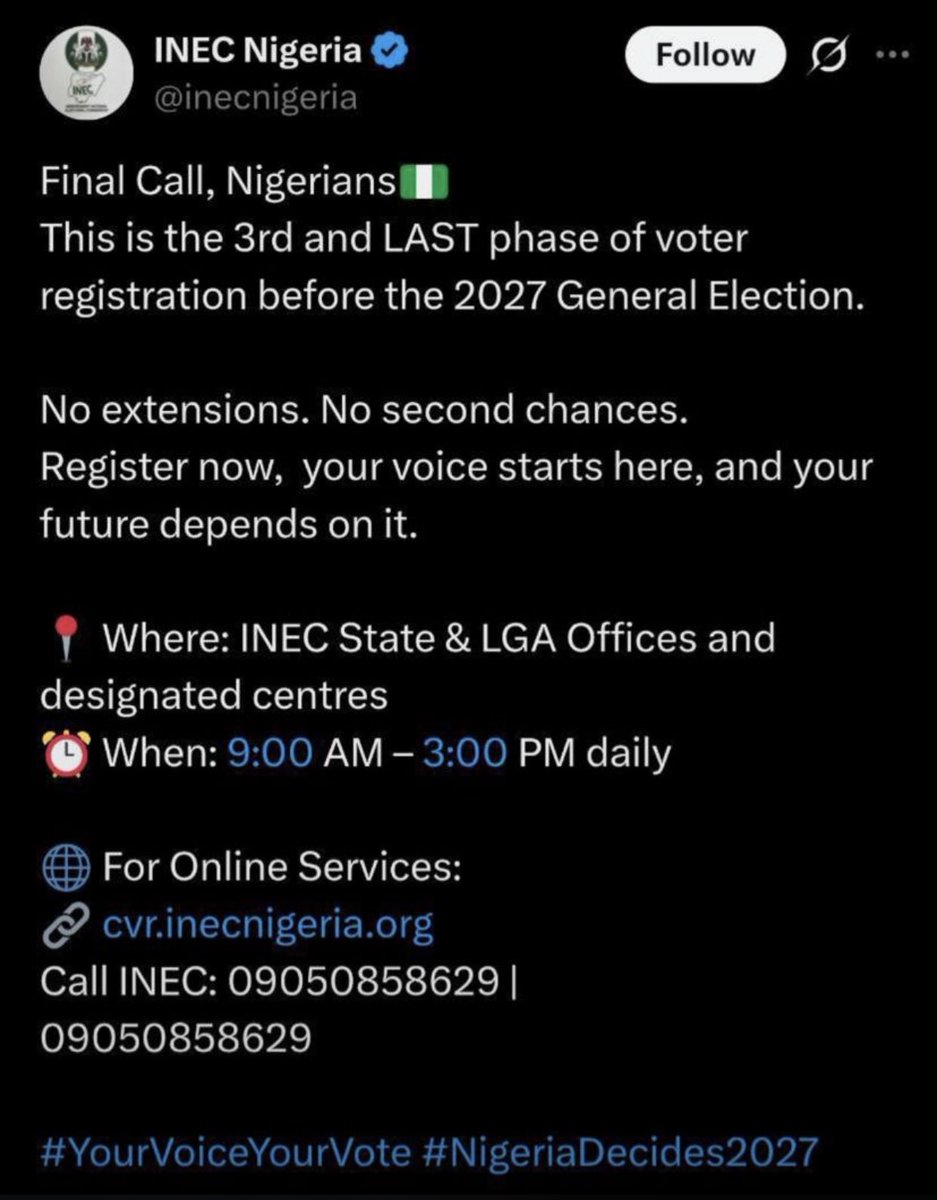 OkohEhiz7's tweet photo. Here is the only power we have to make things right for our country.
Get your PVC before it closes. https://t.co/3l5ygibUEt
