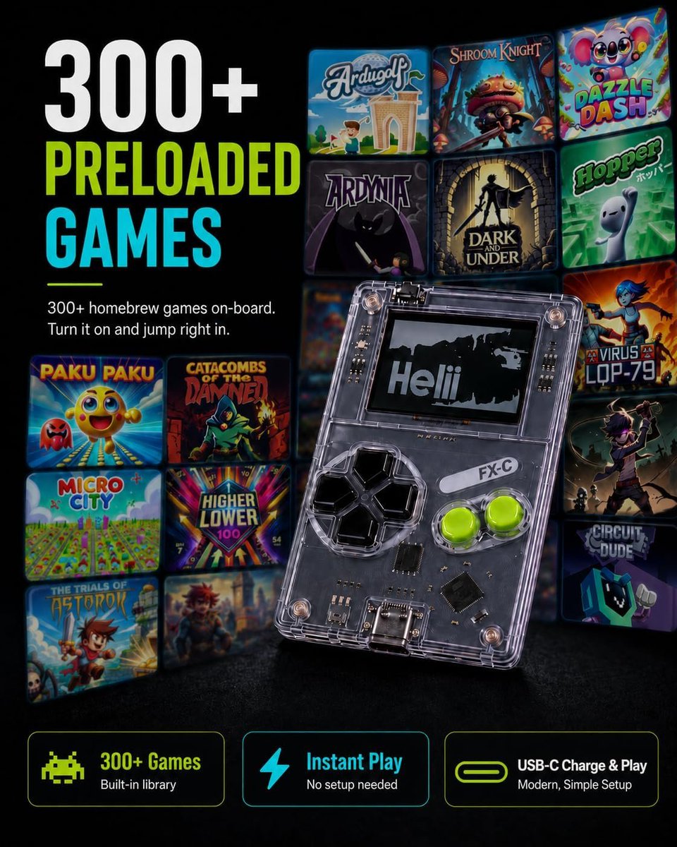 stufflistings's tweet photo. A credit card sized retro gaming handheld with 300+ preloaded games.

The Arduboy FX-C... https://t.co/B7vFKLgR91