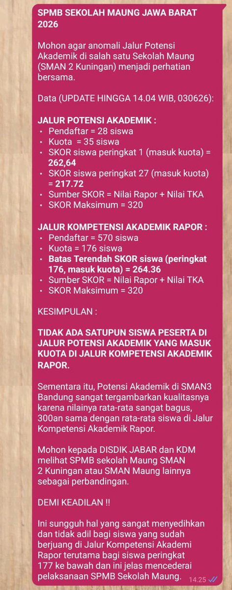 AkunBrangasan's tweet photo. PENYELENGGARAAN SPMB SEKOLAH MAUNG DI JAWA BARAT TERNYATA MENYEDIHKAN.

Link :

https://t.co/S1yGsb4dqw https://t.co/2iRX55jd6Z