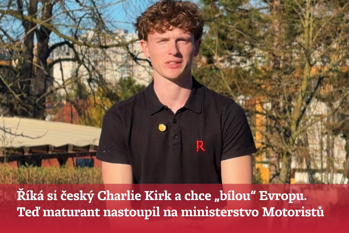 enkocz's tweet photo. https://t.co/yAMwq17xZm 
Osmnáctiletý konzervativní influencer Adam Šejna ve svých videích na sociálních sítích podporuje Filipa Turka a kritizuje migrační politiku i LGBTQ lidi. Nyní dostal místo na ministerstvu životního prostředí. https://t.co/mHCoYOVdne