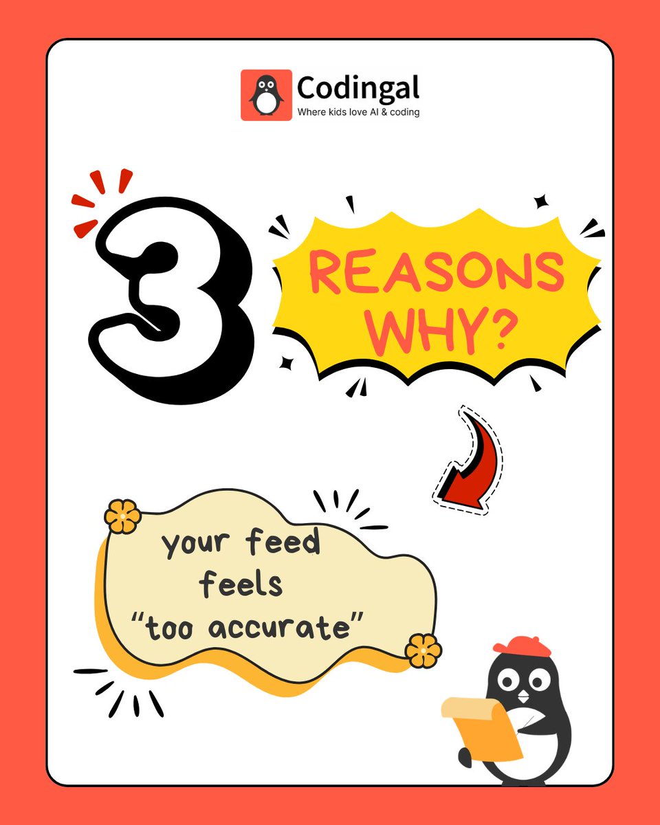 codingal's tweet photo. Your feed learns from you, and that can make online experiences feel more personal.

From the topics you explore to the videos you enjoy, AI helps platforms understand your interests and recommend content that feels relevant. When kids understand how this works, they become smarter and more aware digital users.

#Codingal #AIForKids #DigitalLiteracy #AIAwareness #FutureReadyKids