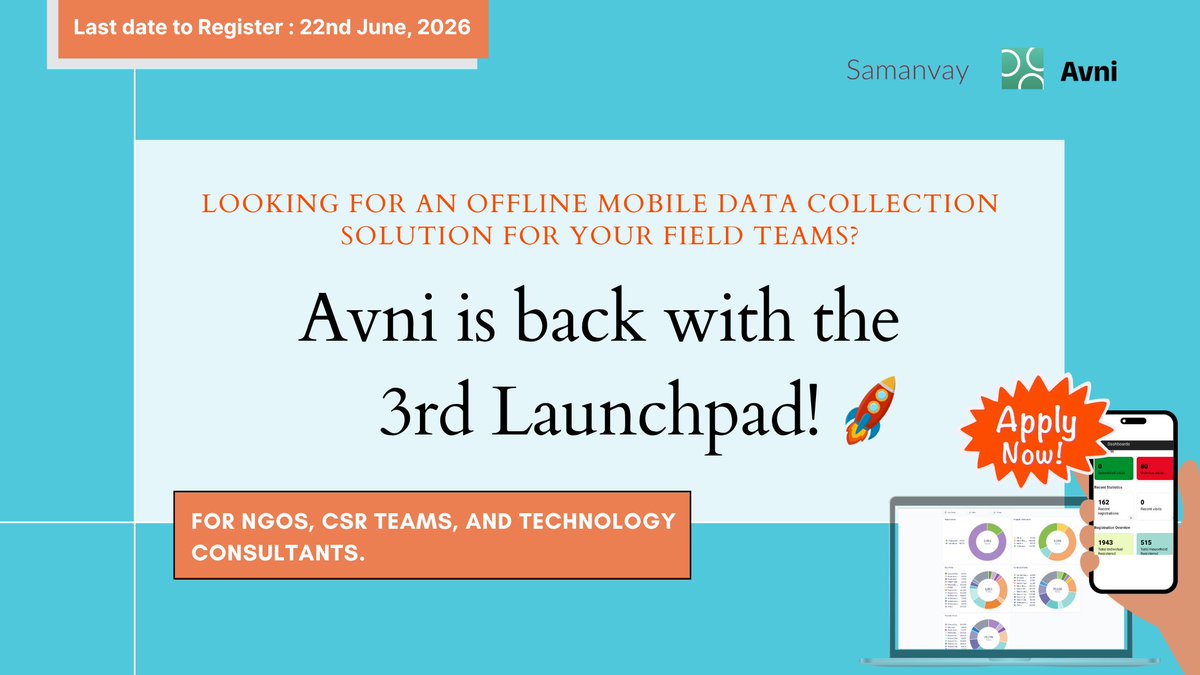 avniproject's tweet photo. 🚀 Avni Launchpad Cohort 3 is here!

After 2 successful cohorts, we’re back with an expanded program for NGOs, social enterprises, CSR teams, funders &amp; tech consultants looking to digitise and scale impact programs. https://t.co/7ROhCO4fRj