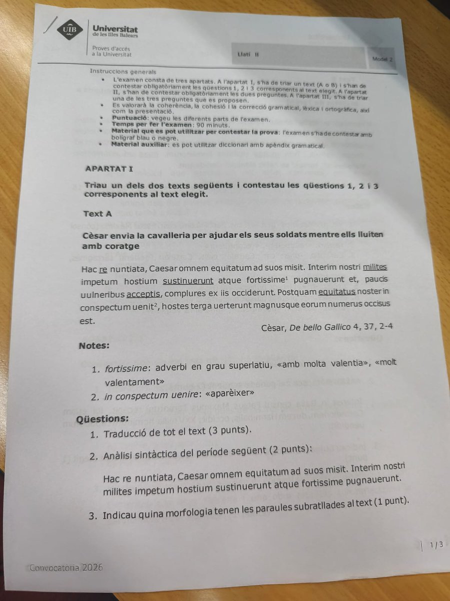 docetmultos's tweet photo. Examen de LATIN II junio 2026 #PAU BALEARES
@UIBuniversitat https://t.co/vVfsqlxu4C