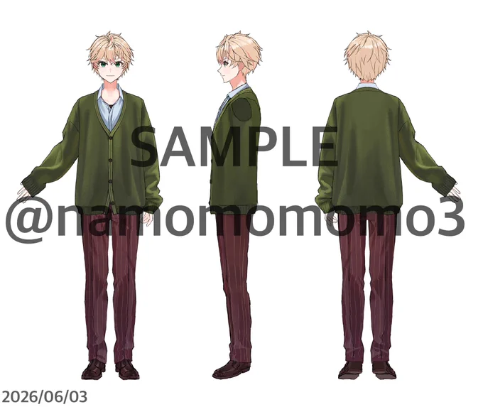 テアさん 三面図やっと完成!!!! 顔差分はまた…後で…