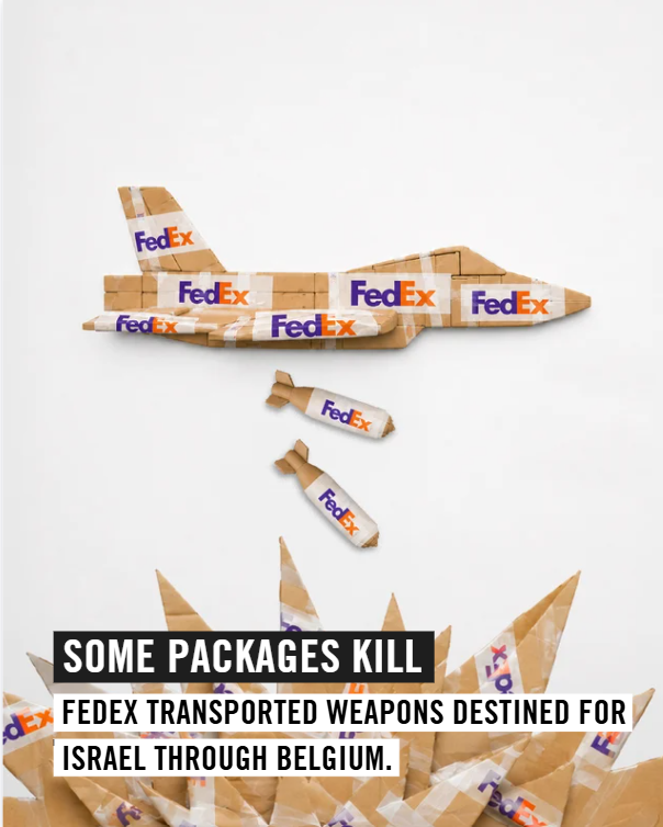 AmnestyEU's tweet photo. Today, @amnesty added its name to a complaint filed against FedEx Belgium alleging the unlawful transit of arms through Belgium to Israel without so much as a lawful licence, including parts for F-35 fighter jets. https://t.co/Xxc5p9RO7h