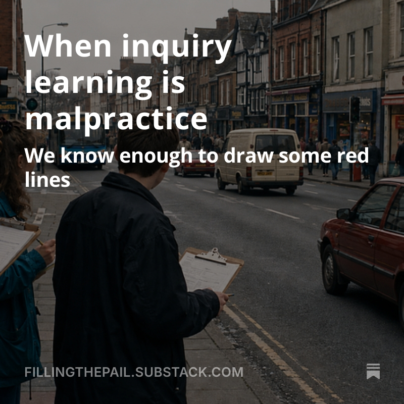 greg_ashman's tweet photo. NEW FREE POST When inquiry learning is malpractice
We know enough to draw some red lines
Link 👇👇👇 https://t.co/gdHWwyGAnh