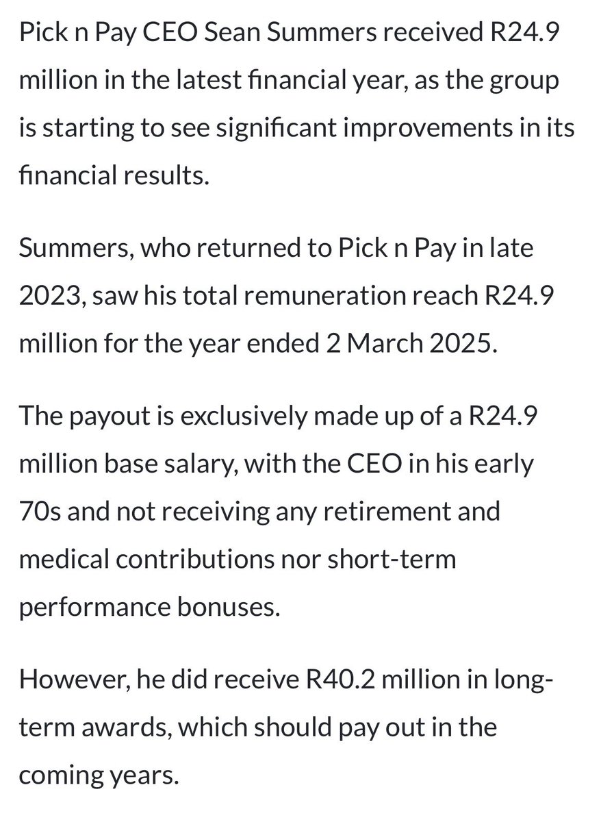 LadyAbahambe's tweet photo. R24.9 million for the CEO. Millions more in sponsorships. Former franchisees say they were left with debt and devastation. Whose success are we celebrating? #BoycottPicknPay #BoycottBoxerStores https://t.co/EtyLjA758n