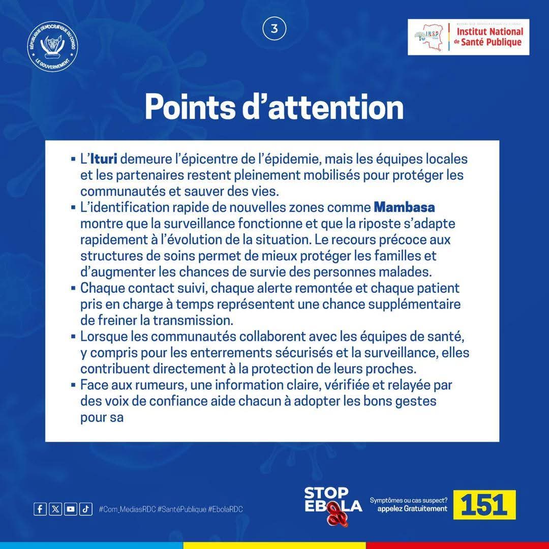 AfH_drc's tweet photo. Mise à jour du 01-02 Juin 2026 – Épidémie de la Maladie à Virus #Ebola en RDC

Dans le cadre de la riposte à l’épidémie de la maladie à virus Ebola, le Gouvernement de la République Démocratique du Congo, par l'entremise de son ministère de la Santé, a publié son récent rapport https://t.co/ACEVbdQCYR