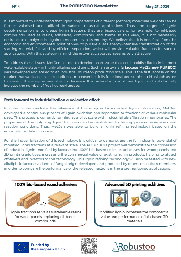 robustoo_eu's tweet photo. 📩 The 4th ROBUSTOO project newsletter is out now!

In this edition, we explore one of the biggest opportunities in the biorefinery sector: lignin valorisation. 

👉You can find the PDF version of the newsletter on our website: https://t.co/AiWU4SxpGG https://t.co/htESwYE1y2