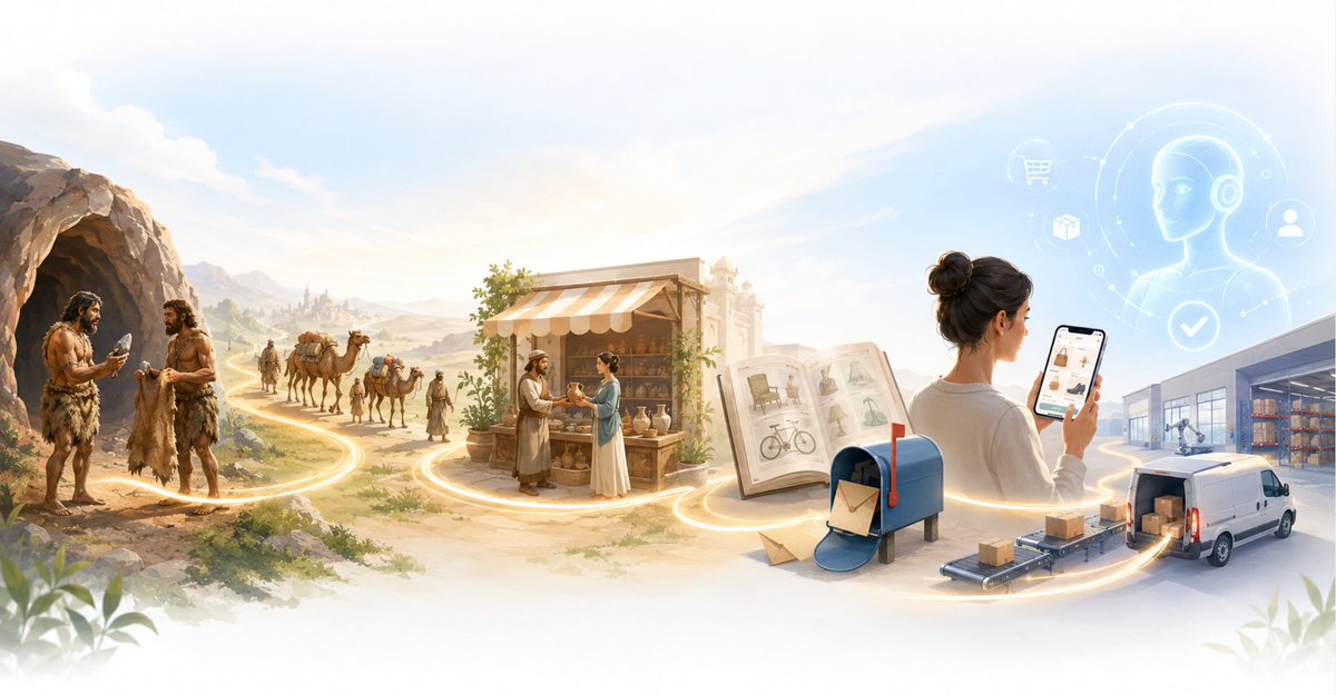 marcschillaci's tweet photo. Il y a 10 ans, j'avais l'habitude de dire que le commerce a 5000 ans, l'e-commerce 5000 jours, et qu'en 5000 jours l'e-commerce avait appris toutes les astuces commerciales que l'humanité a développé en 5000 ans. En 10 ans, le panorama a encore changé plus rapidement.

Du silex aux agents IA, un retour sur l'histoire passionnante du commerce.
#ecommerce #logistique

🔗 https://t.co/Ray9eAIWEq