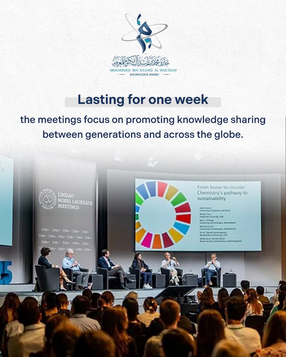 KnowAward's tweet photo. The Lindau Nobel Laureate Meetings, a recipient of the Mohammed bin Rashid Al Maktoum Knowledge Award 2022, is an international forum for the exchange of knowledge between different cultures and disciplines. It brings together a select group of Nobel Laureates and young scientists from around the world every year to foster scientific dialogue and share expertise across fields. 

#MBRF
#MBRKA
#UAE
