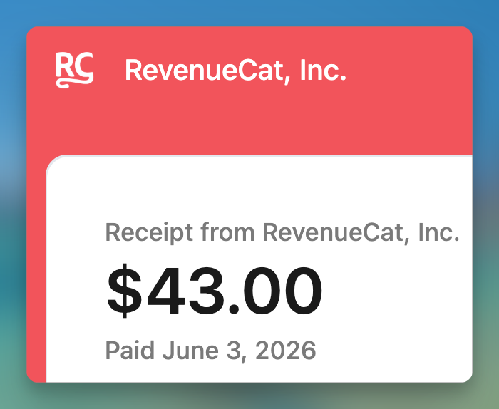TerekhinIvan's tweet photo. Got charged by RevenueCat... Usually I don't like being charged, but this is not a bad thing, I suppose! https://t.co/CXH7TGDlIP