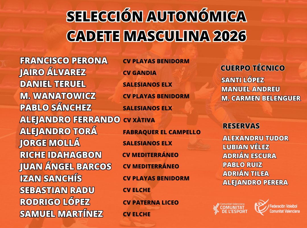 fvbcv_com's tweet photo. 🧡 Selecciones Autonómicas Infantiles y Cadetes 🚀 que disputarán el CESA de Lugo 🇪🇸 del 25 al 28 de junio.

✅ La FVBCV agradece el trabajo de todos ⭐ los jugadores/as que formaron parte de este proyecto 🏐 desde las Selecciones Provinciales. https://t.co/lIs2H7Xxji