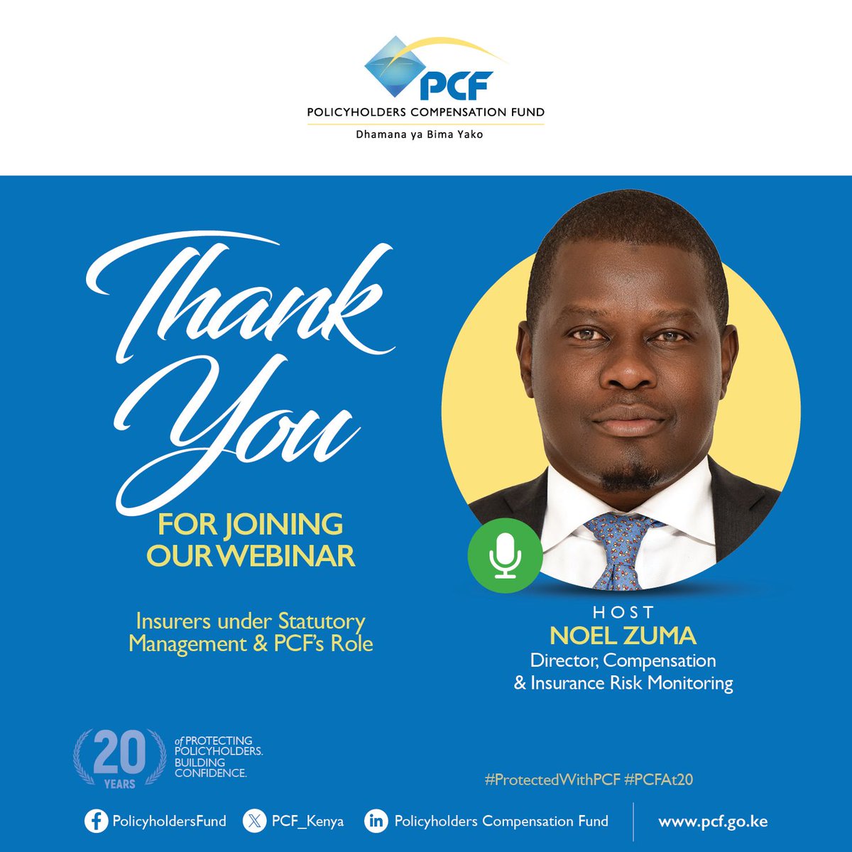 PCF_Kenya's tweet photo. Thank you for being part of our webinar on Insurers under Statutory Management &amp; PCF’s Role. We truly appreciate your engagement. 
Watch the full webinar here: https://t.co/w2UQncNnnT https://t.co/2WlNppEvPa