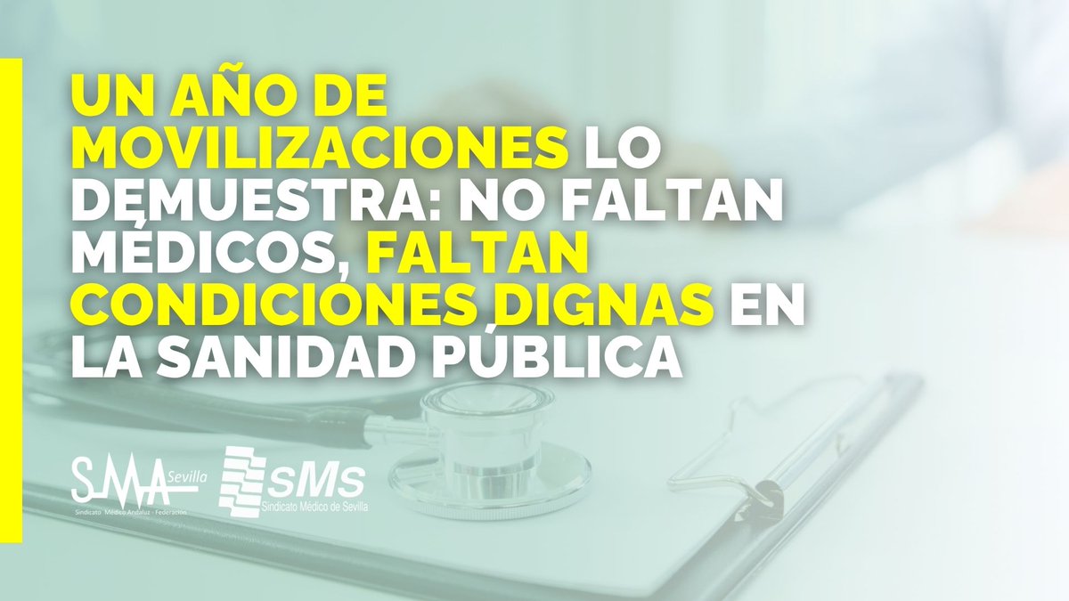 sindicatomedsev's tweet photo. 🟢 Un año de movilizaciones lo demuestra: no faltan médicos, faltan condiciones dignas en la sanidad pública

📌 La sanidad pública se está deteriorando y quienes sostienen el sistema trabajan cada vez en condiciones más difíciles. 

✍️ Si el objetivo es garantizar la cobertura asistencial futura, la solución pasa necesariamente por mejorar las condiciones que hoy están provocando el rechazo de los profesionales. 

Más información en ➡️ https://t.co/boftrpJ6p1