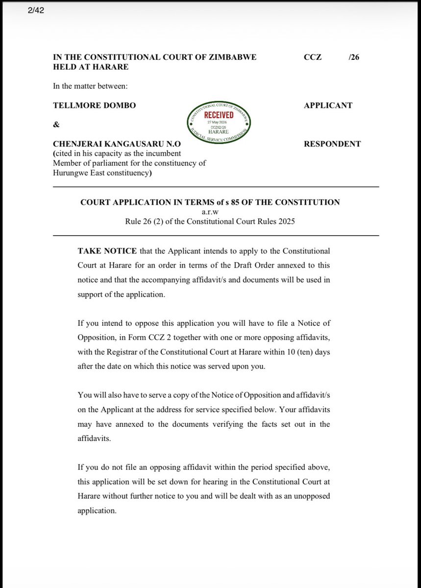 LynneStactia's tweet photo. 🔹 The people of the Hurungwe East constituency have taken MP Chenjerai Kangausaru to court for attempting to stay in parliament beyond the term limit without the people’s mandate. For more information, click the link. below 👇🏾: 

https://t.co/vF3F6Z2p7j https://t.co/Rf3XwTc2KZ