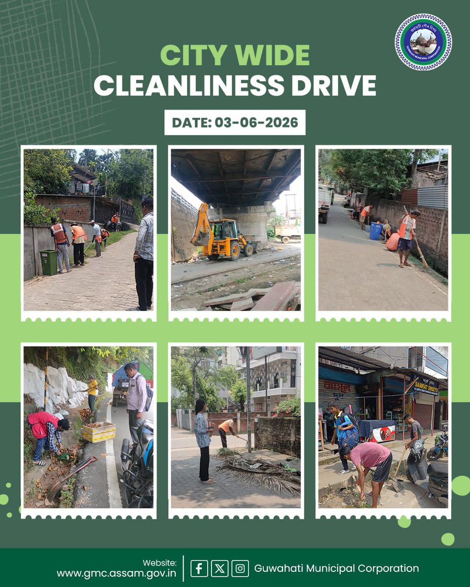 gmc_guwahati's tweet photo. Glimpses from the ongoing cleanliness drive as our GMC team work towards maintaining cleaner surroundings and fostering a culture of civic responsibility across the city.

Together, let's aim for a Swachh Guwahati.

#gmc #swacchbharatabhiyan #swachhguwahati #keepcityclean #our_guwahati_our_responsibility
