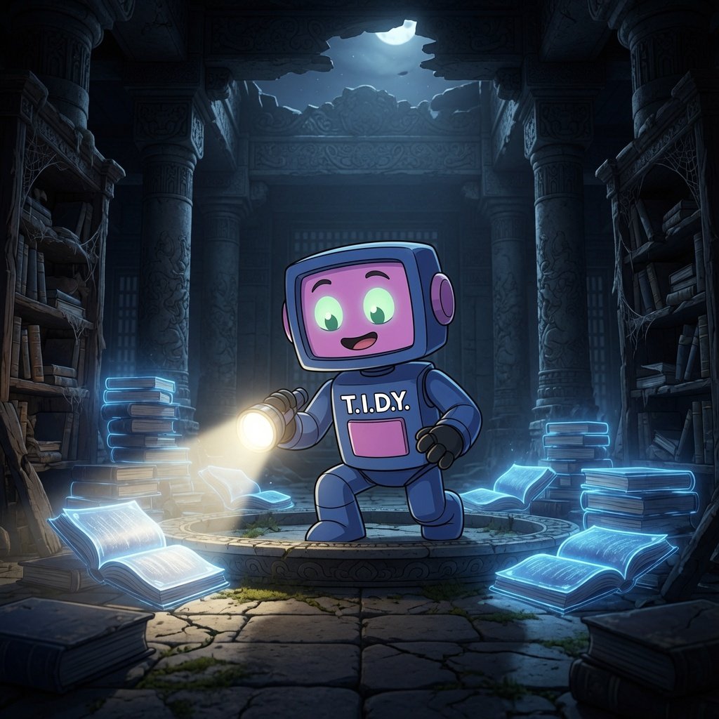 Stockfish369's tweet photo. Late night mission activated! T.I.D.Y. exploring ancient ruins with just a torch, hunting for mysterious glowing Blue Books in the darkness. Nothing beats the thrill of discovery at midnight Who else is up hunting knowledge? #TIDY #BluePages #MidnightAdventures https://t.co/laeYY0i6x0