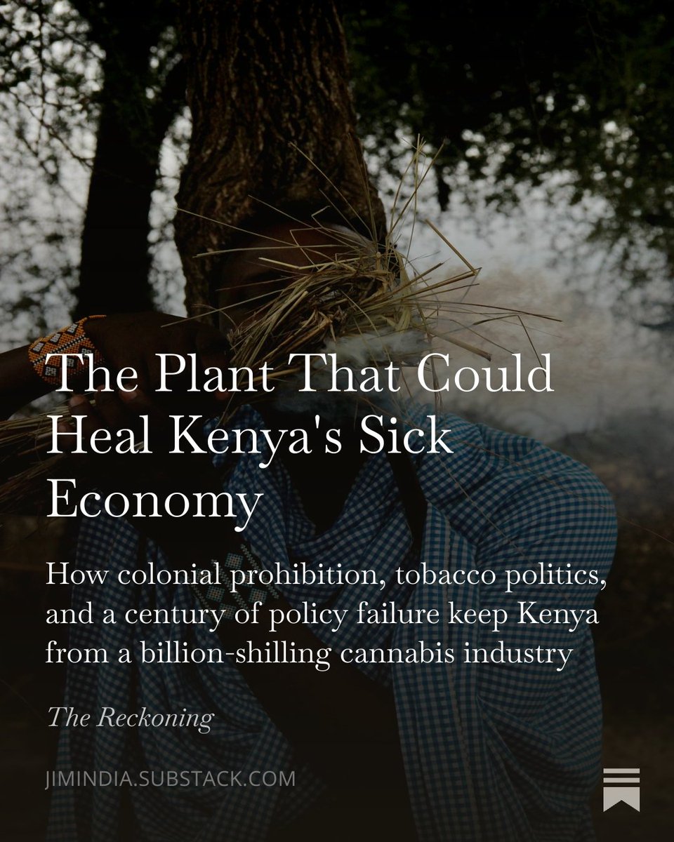 India_Jim's tweet photo. The prohibition of cannabis in Kenya did not arrive because our legislators looked at the evidence and found it dangerous, no! 
It was banned because the British said so to protect the tobacco industry and to appease the missionaries. Read it all here - 
https://t.co/WzOFWxv3EC https://t.co/T9kvytNeQp