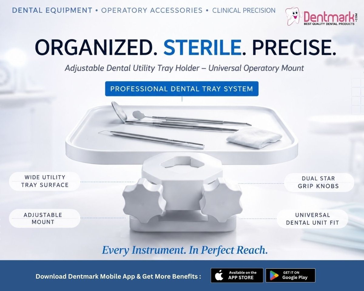 dentmarkonline's tweet photo. Keep your workspace organized, sterile, and efficient with Dentmark's Adjustable Dental Utility Tray Holder. Designed for seamless access to instruments, a secure universal fit, and effortless chairside convenience—so you can focus on delivering precise patient care. https://t.co/aFXdhobd1B