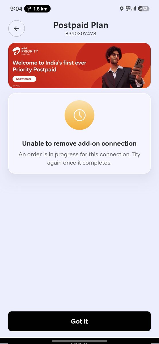 PrashantNThorat's tweet photo. @airtelindia not able to remove connection from family plan, even after paying bill tried advance payment also. Trying since last 2 months https://t.co/tIw80tN61v