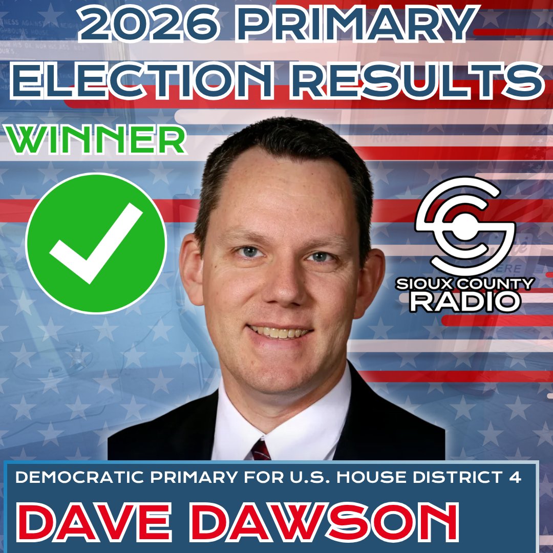 theSCRadio's tweet photo. Sioux County Radio projects that Dave Dawson will be the winner in the democratic primary for the U.S. Congressional District 4. https://t.co/81kdA8ITIw