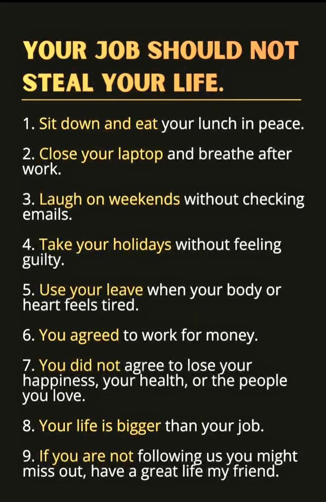 RecodeTheMindX's tweet photo. Don’t let your job steal your life✅️👇 https://t.co/ja7FS62QaE