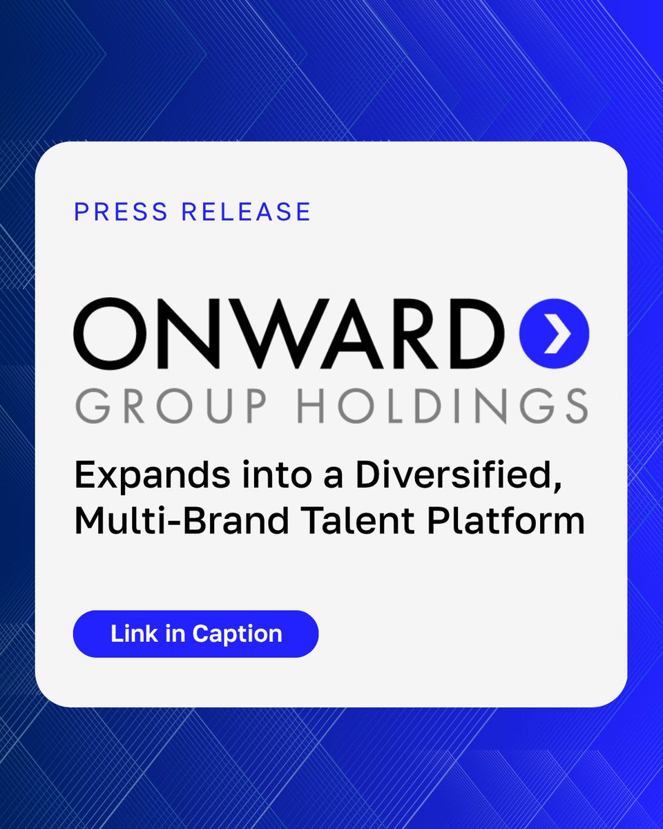 onwardsearch's tweet photo. We're proud to be part of the Onward Group Holdings family. Through Onward Search, Onward Accessibility, and Onward Education, we connect organizations with specialized talent and workforce solutions across high-demand industries.

Read the press release: https://t.co/nRiNK2o3d6 https://t.co/SHS2hR8wlF