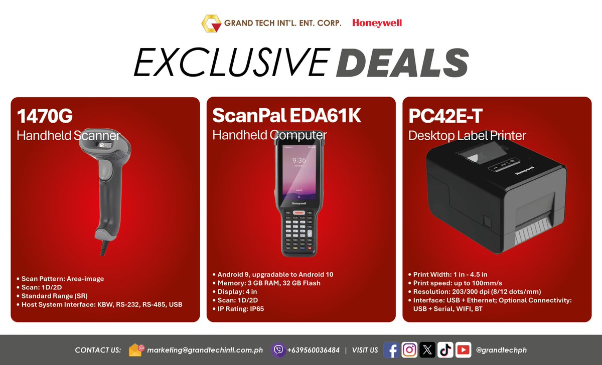 grandtechph's tweet photo. GRAND TECH EXCLUSIVE DEALS
3 June 2026

#Canon, #Epson, #ECLine, #HiStone, #Allthings, #iMIN, #Honeywell, #Urovo, #Thomson, #SOTI, #Wacom, #Tiandy, GRAND TECH #Consumables

Distributed by GRAND TECH INTL ENT CORP
marketing@grandtechintl.com.ph
Viber: +639560036484 https://t.co/YmZWugtlnp