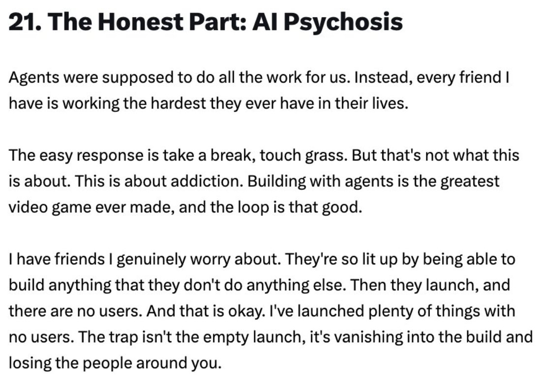 petergyang's tweet photo. Matt's guide is great but this line is pretty funny: 

"They're so lit up by being able to build anything that they don't do anything else. Then they launch and there are no users." 😆 https://t.co/Cu6i8e8WWN