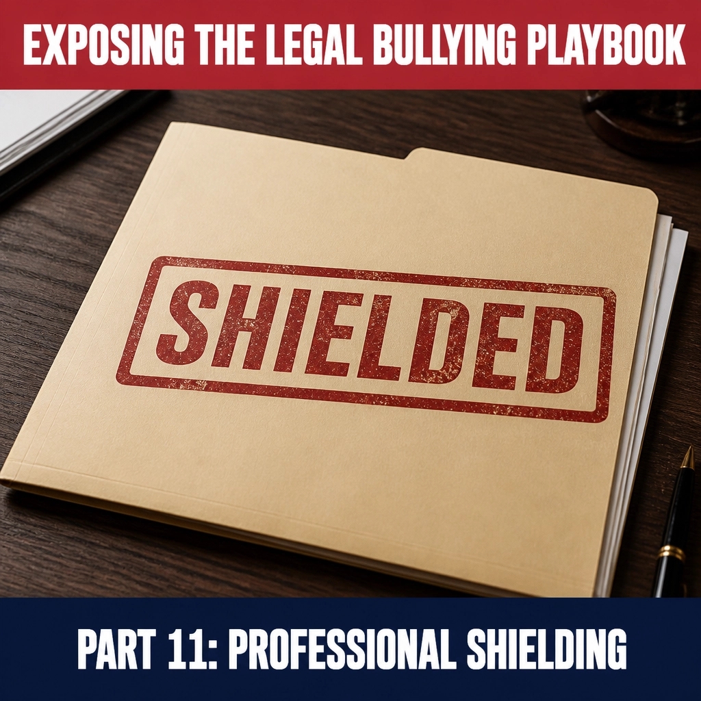 StopLegalBully's tweet photo. 📂 EXPOSING THE LEGAL BULLYING PLAYBOOK: Part 11
CASE FILE: Professional Shielding

The State Bar often protects its own. We call it "Professional Shielding." Grievances are ignored to protect the profession, not the public.

#StopLegalBullying #StateBar #LegalEthics https://t.co/SRkaKxxmFD
