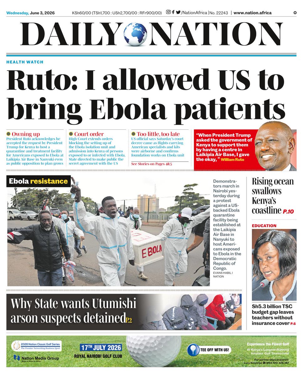 nyanducha's tweet photo. Today's newspaper headlines.
Wednesday, 3rd June 2026.
Contact #Victorock #Kenya on 0706357055 or info@victorockkenya.com for #Ubibot soil, temperature & humidity IoT #sensors, #Sophos firewalls, #Cisco #Meraki firewalls & switches.
#ePaper #Gazeti #Laikipia #Finance #Muchina https://t.co/FjdDo8VLrl