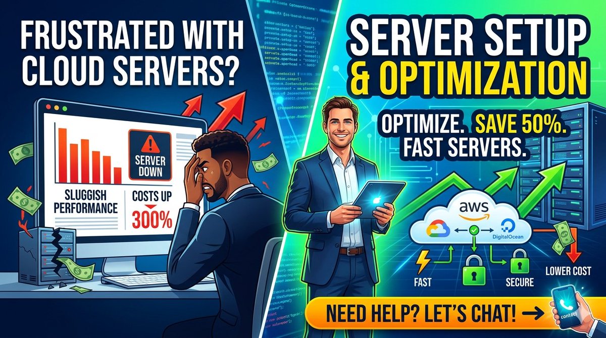 itkomputer's tweet photo. Frustrated with sluggish cloud servers &amp; high bills? 🤯📉 I will optimize your VPS/Cloud (AWS, DigitalOcean, etc.) to: 🚀 Run 2x faster 🔒 Enhance security 📉 Cut monthly costs by 30%-50%
Stop overpaying for bad performance. DM me for a free audit! 📩
#CloudComputing #DevOps https://t.co/4ybR2i53Le